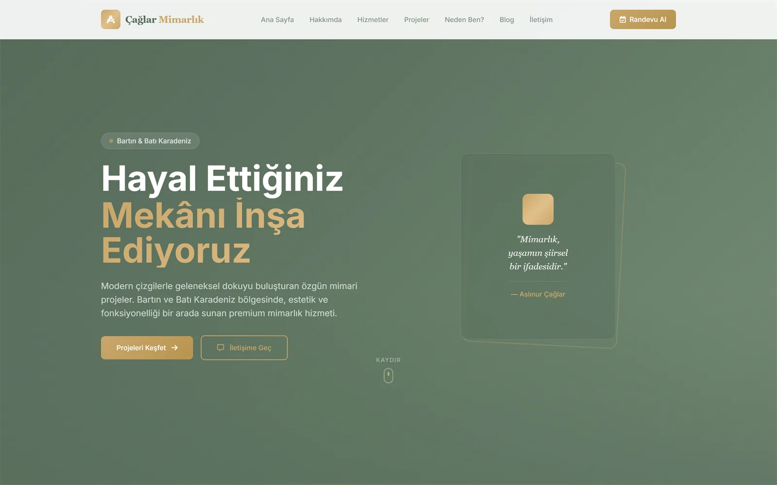Aslınur Çağlar — arayüz görünümü